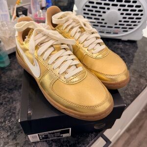 Nike Metallic Gold and White Women's Sneakers
